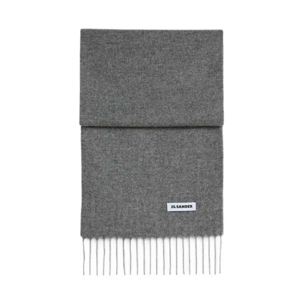 Jil Sander Men Jil Sander Pure Virgin Wool Scarf With Fringed Edges And Logo